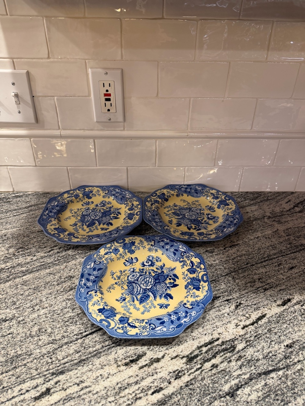 Set of 3 Spode Blue Room Garden Collection Jasmine Buffet/ Dessert Plates